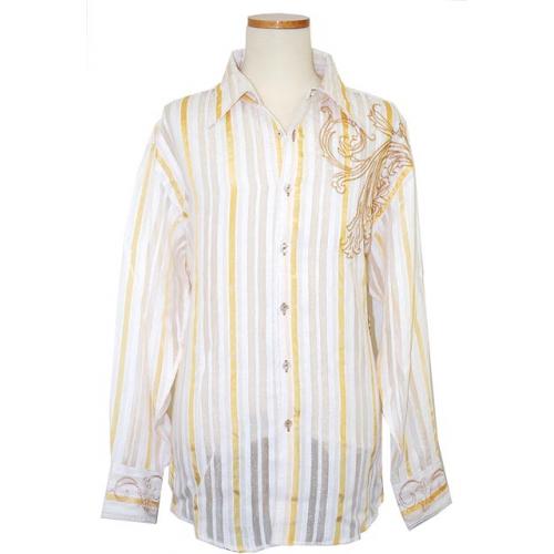 Daniel Ellissa White/Yellow Paisley Embroidered Shirt SL989